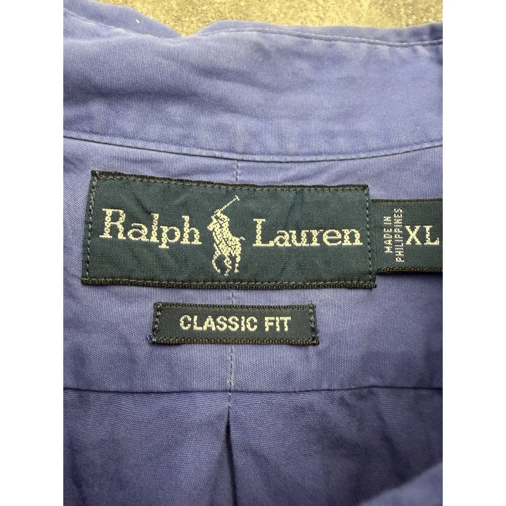 Polo Ralph Lauren Shirt Mens 2XL Blue Double Pony Jockey Long Sleeve Button Down